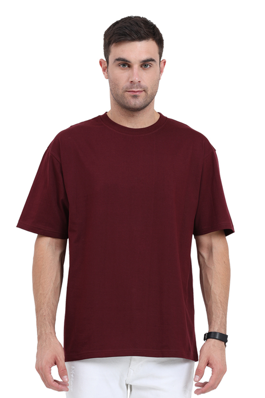 Plain Oversized Maroon T-Shirt – Bold Comfort, Effortless Style