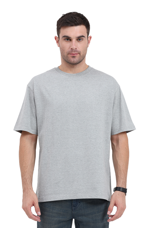 Plain Oversized Gray Melange T-Shirt – Subtle Comfort, Effortless Style