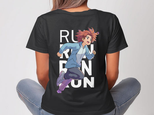 RUN Anime Oversize Black T-Shirt – Channel Your Inner Hero