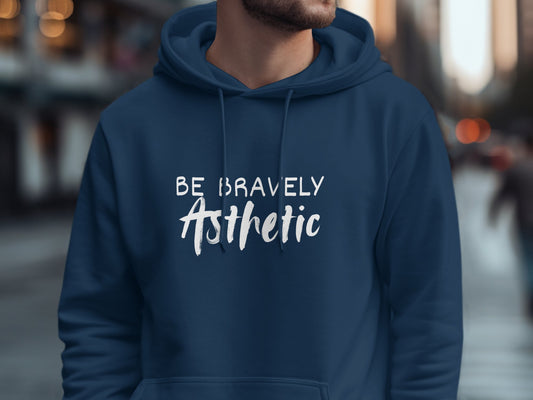 Be Bravely Aesthetic Navy Blue Hoodie – Fearless in Style