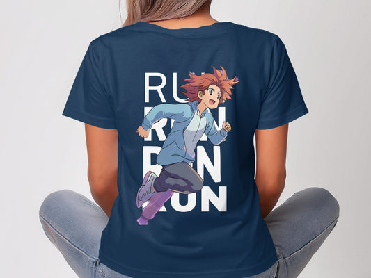 RUN Anime Navy Blue Oversize T-Shirt – Energize Your Passion