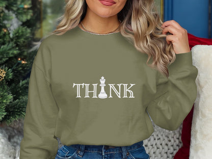 THINK Olive Green Sweatshirt – Strategize in Style