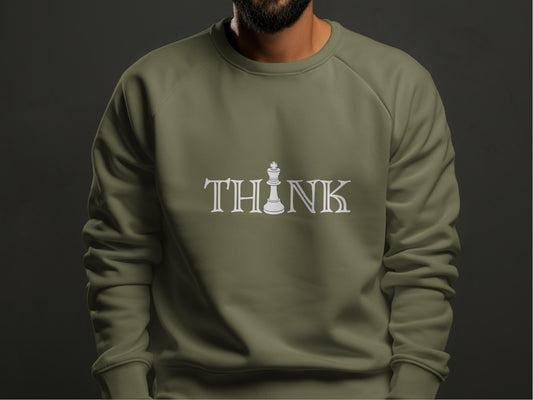 THINK Olive Green Sweatshirt – Strategize in Style