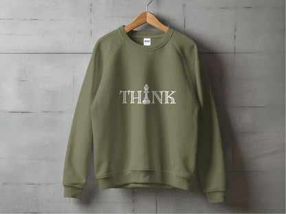 THINK Olive Green Sweatshirt – Strategize in Style