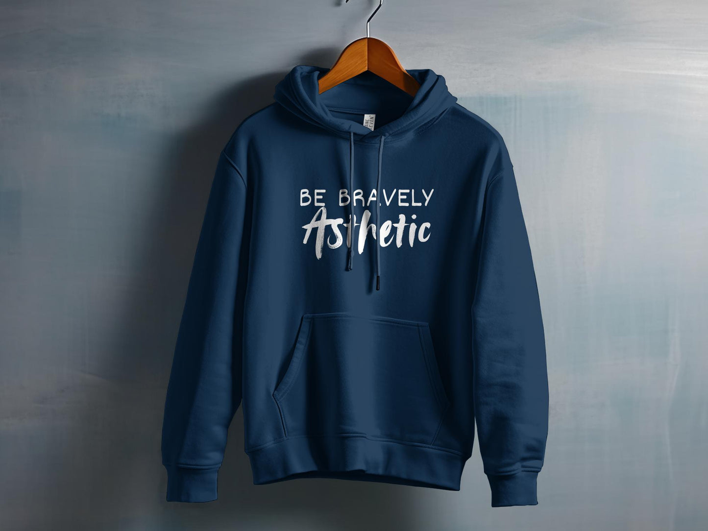 Be Bravely Aesthetic Navy Blue Hoodie – Fearless in Style